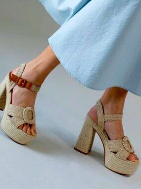 Castaner NEW Amaia Platform Espadrille Raffia Sandals Made Spain Anthropologie